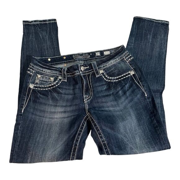 Miss Me Embellished Distressed Mid Rise Easy Skinny Jeans Sz 27 - Picture 4 of 15